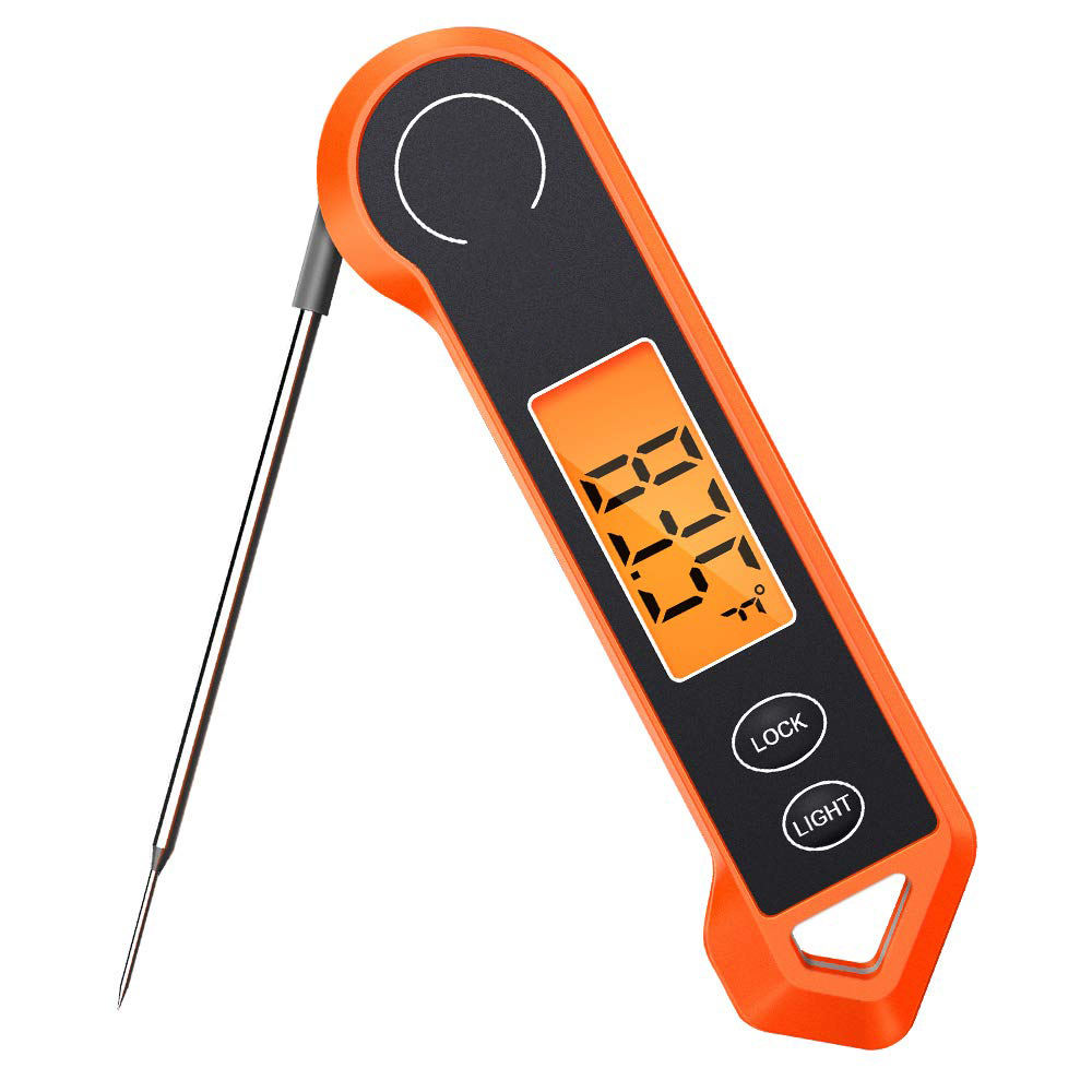 Bright-orange TempPro TP19H folding instant-read food thermometer